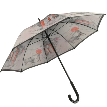 pretty drawing london 23inch black wood handle umbrella